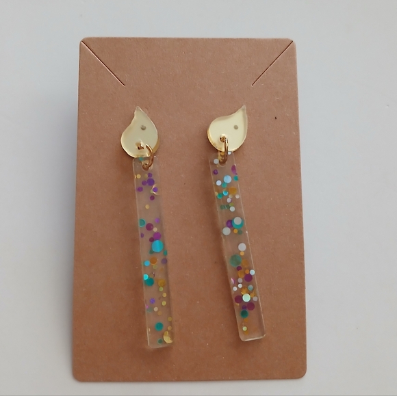 Fashion Jewelry Jewelry - Fashion Jewelry Gold and Multicolor Confetti Earrings